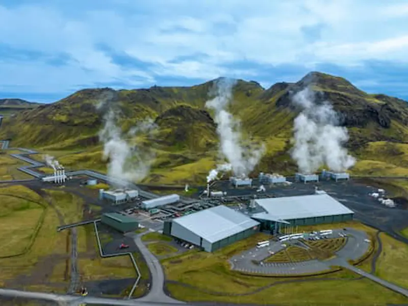 Steam rising above the Hellisheiði geothermal power station