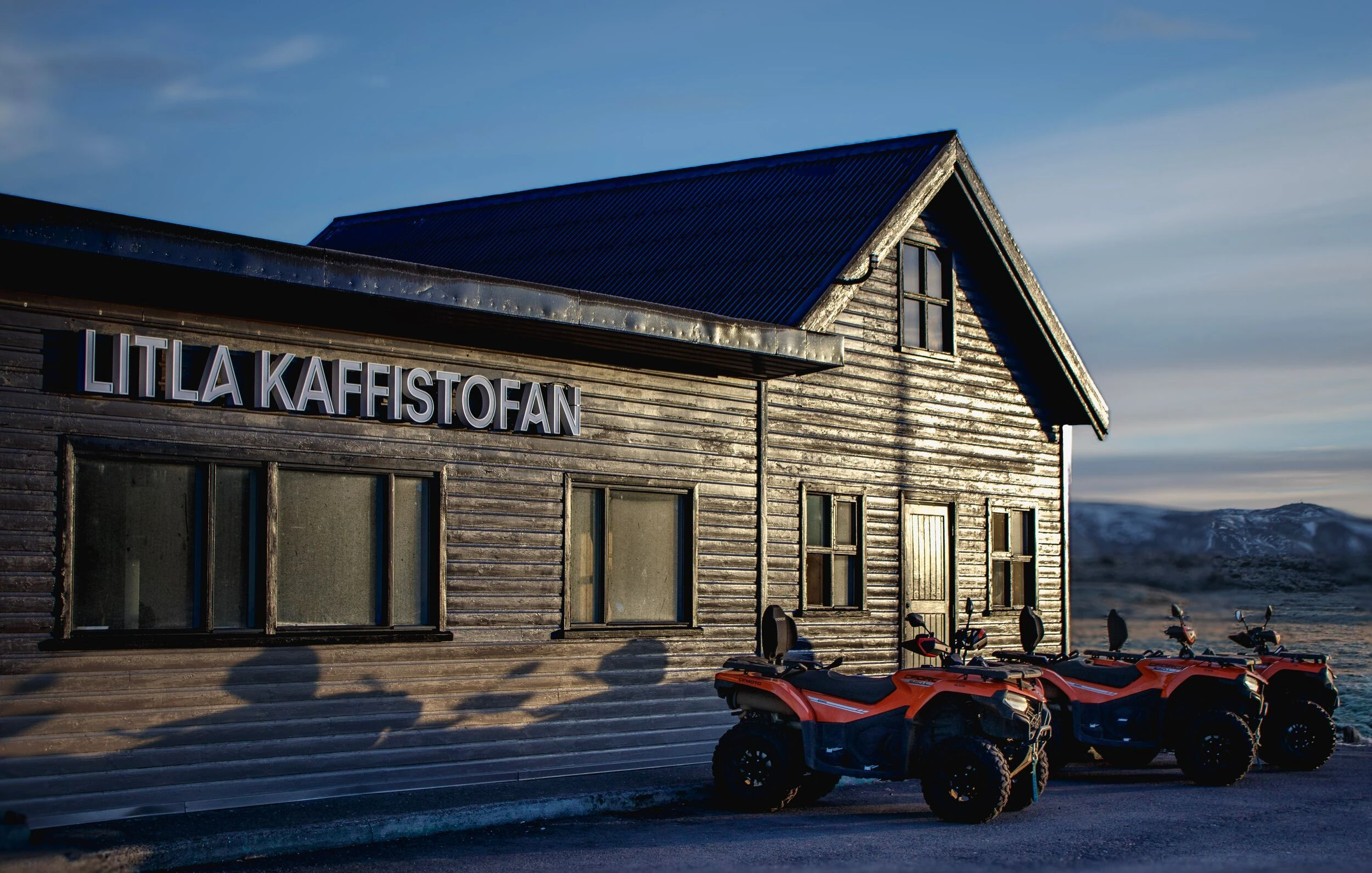 Litla Kaffistofan with Icelandia ATVs outside the historic building